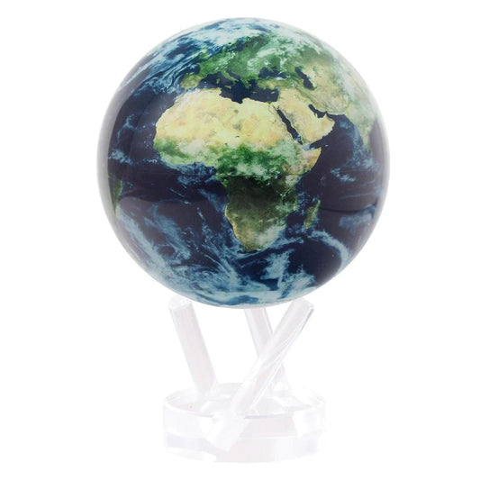 Earth with Clouds MOVA Globe on clear acrylic stand, vivid NASA imagery, elegant home decor or gift idea