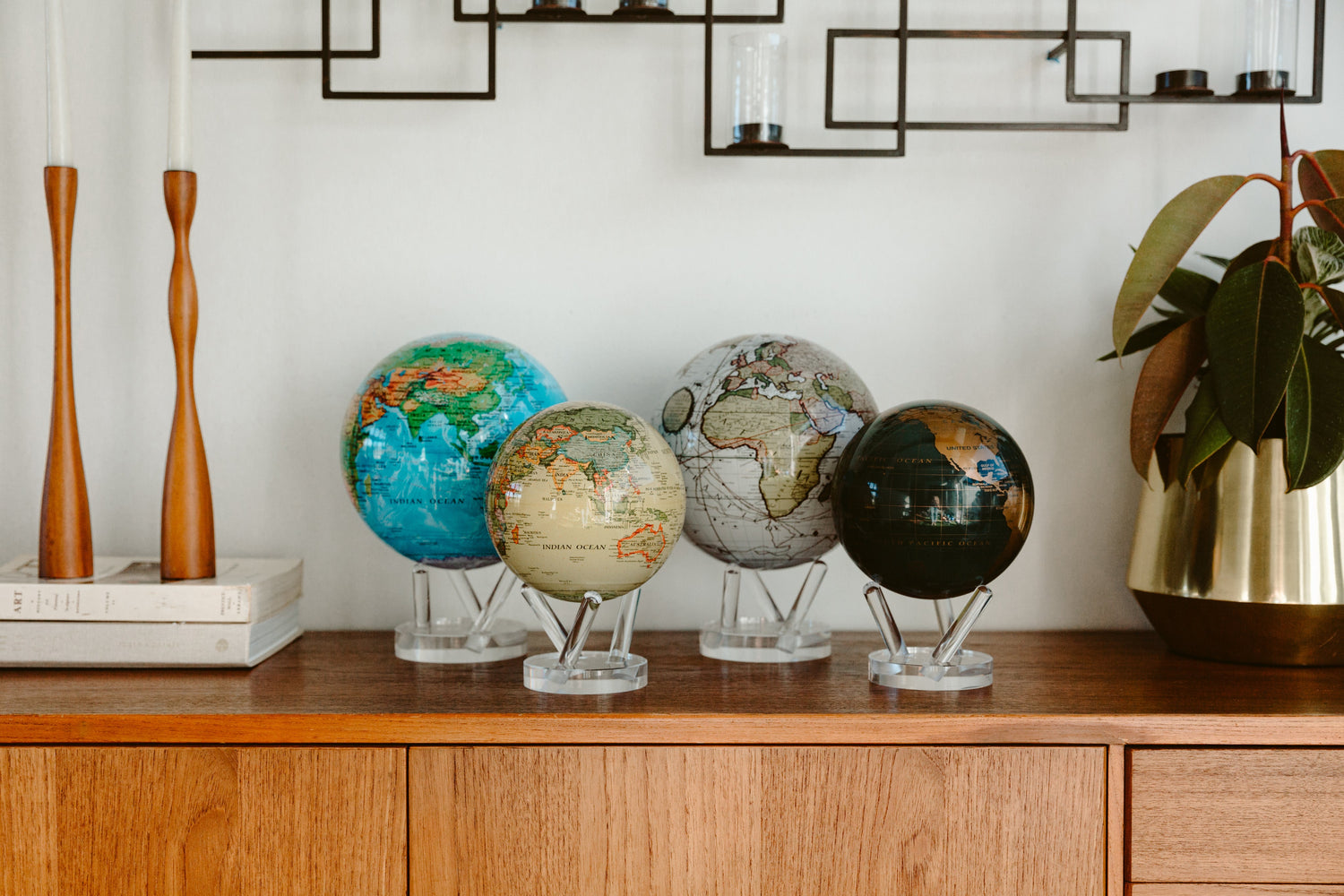 Decorative globes on table
