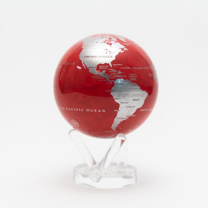 RED AND SILVER GLOBE | Hidden magnets provide movement - MOVA UK