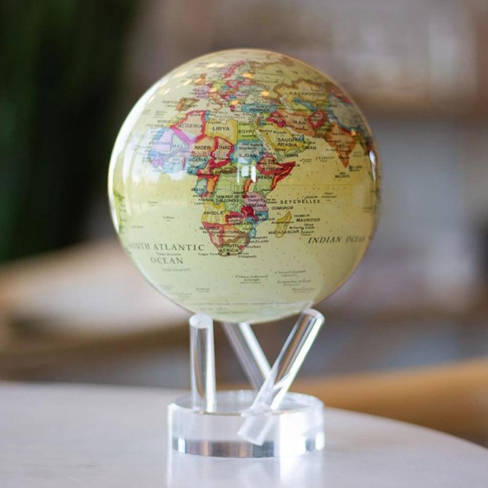 YELLOW POLITICAL MAP WORLD GLOBE - MOVA UK