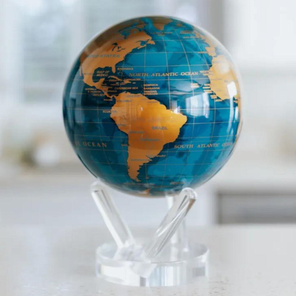 BLUE AND GOLD GLOBE | No cords or batteries - MOVA UK