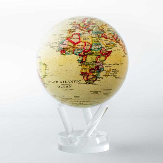 YELLOW POLITICAL MAP WORLD GLOBE - MOVA UK