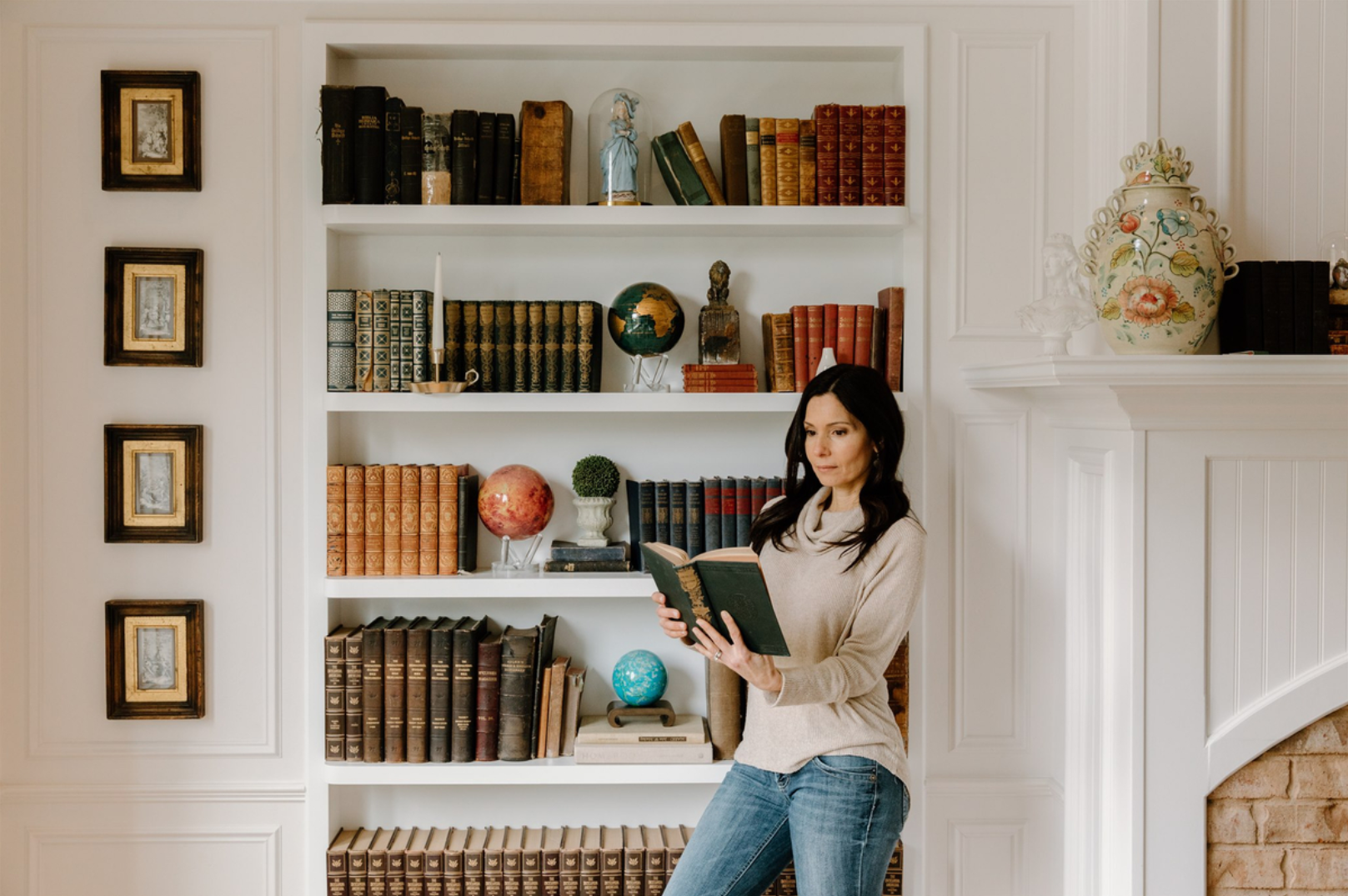 MOVA globe collection styled on elegant bookshelf library décor
