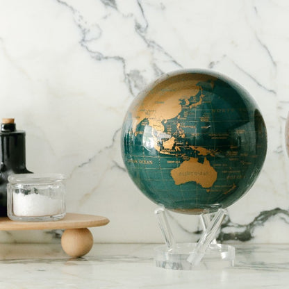 Emerald Green &amp; Gold MOVA Globe with acrylic base luxury office decor