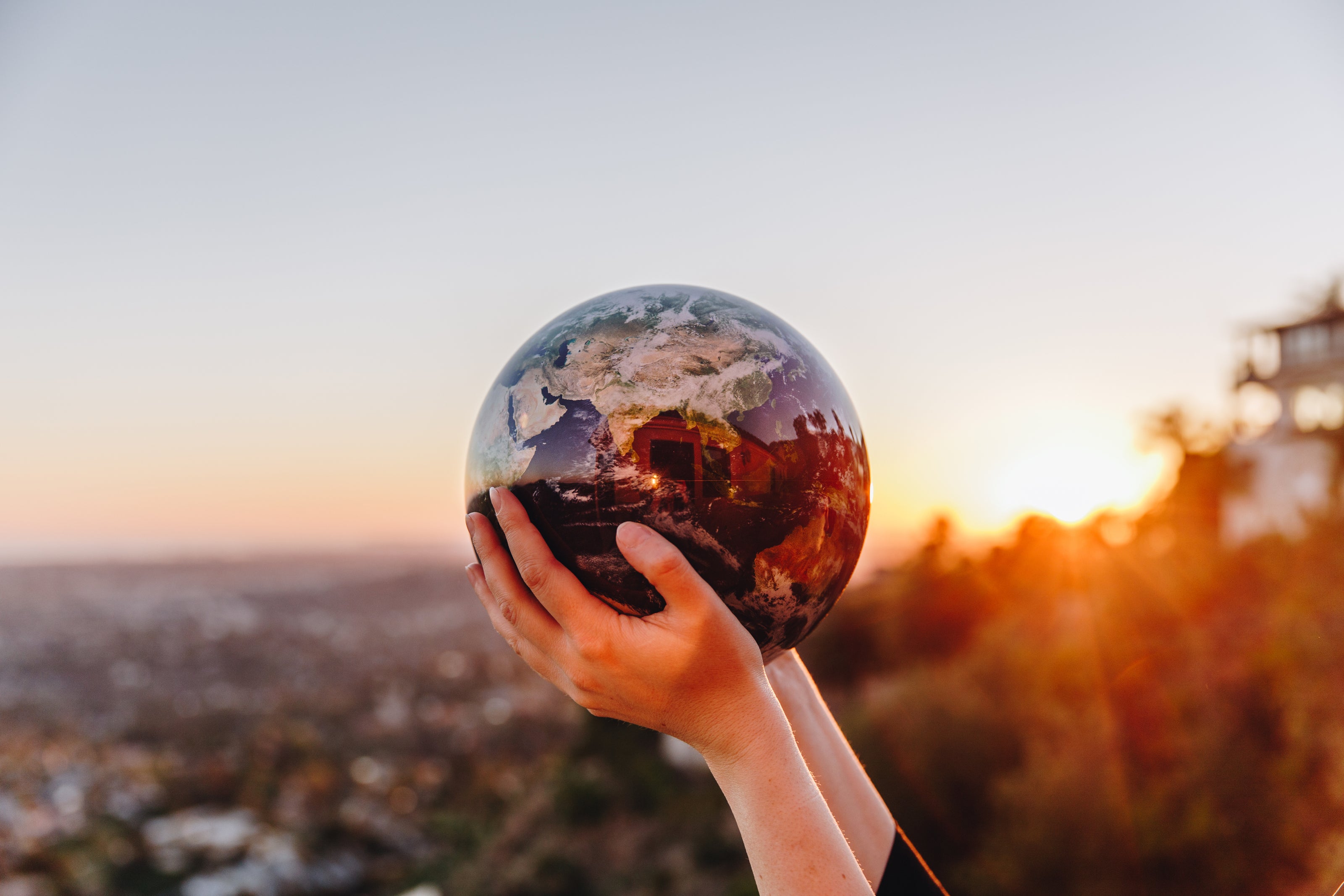 MOVA globe demonstrating solar-powered floating rotation technology