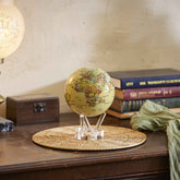 Antique Yellow Political Map MOVA Globe displayed on wooden desk home decor
