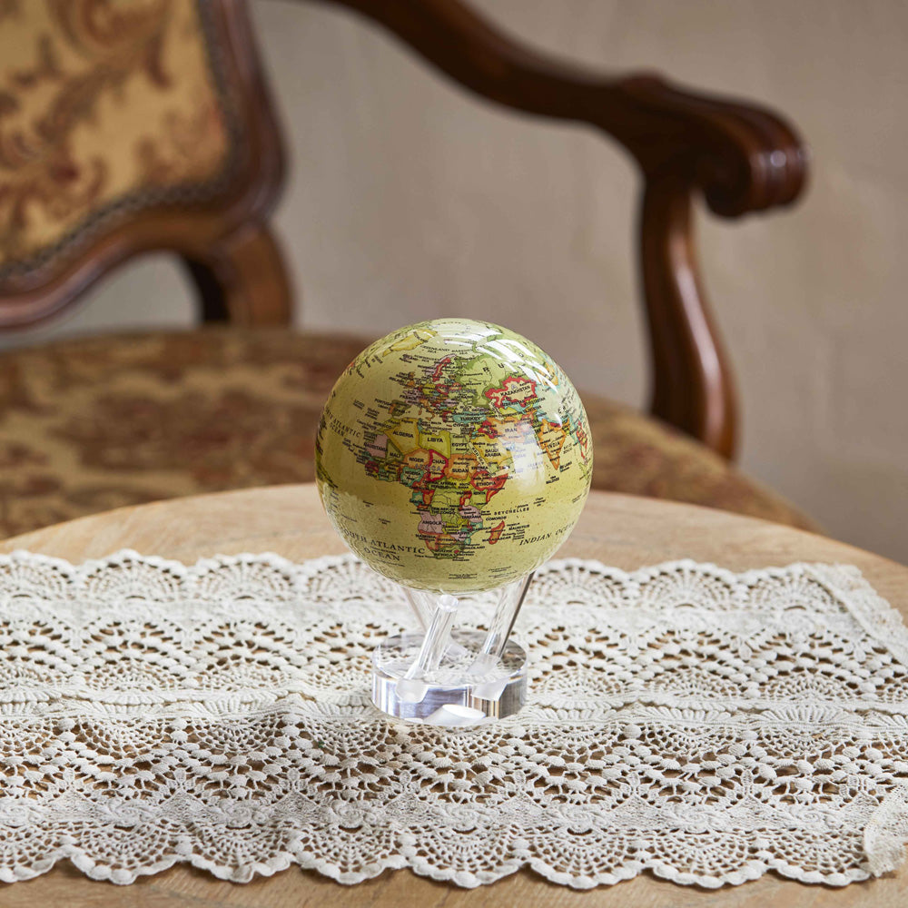 Antique Yellow Political Map MOVA Globe accent piece for classic living room decor