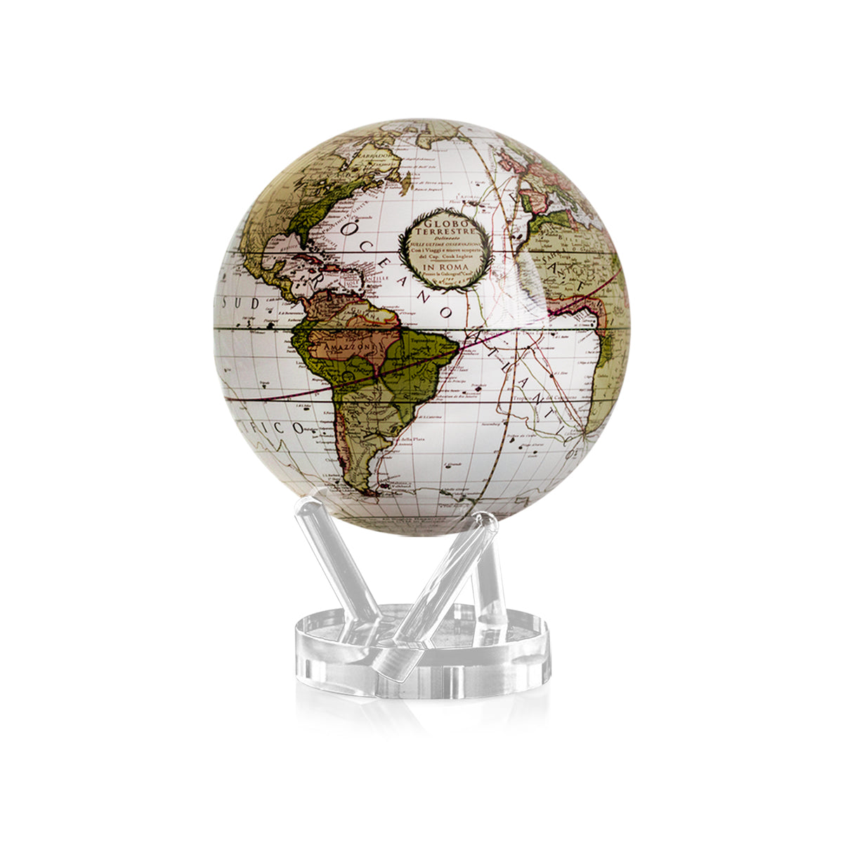 ANTIQUE TERRESTRIAL WHITE GLOBE  8.5"