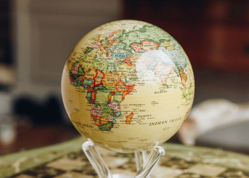 Antique political map MOVA globe styled for classic study décor