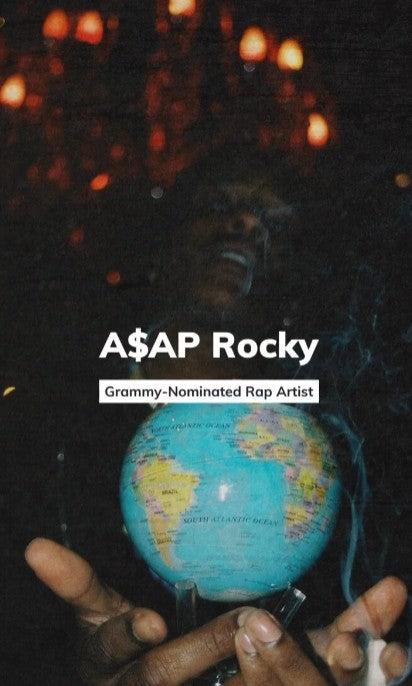 ASAP Rocky with Blue Political Map Globe
