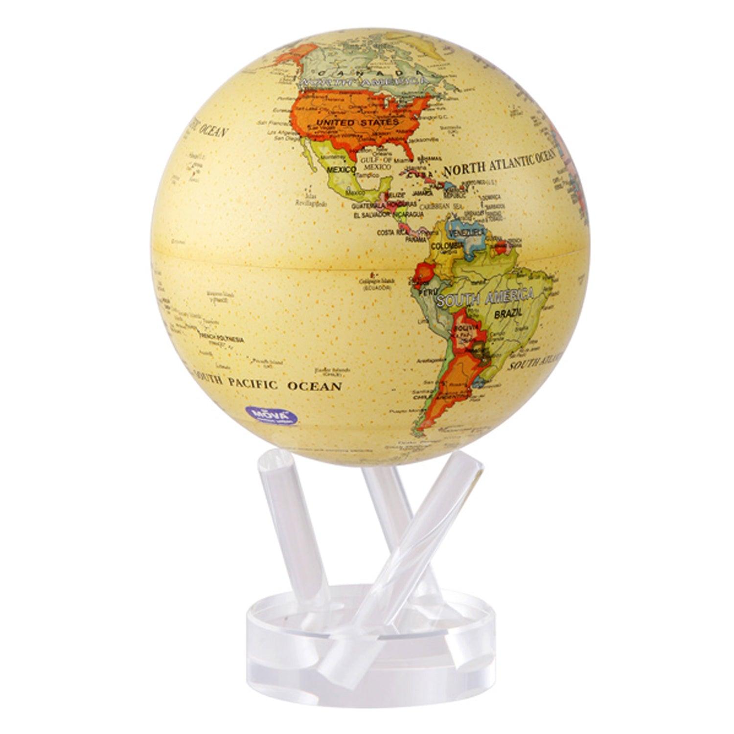 YELLOW POLITICAL MAP WORLD GLOBE - MOVA UK