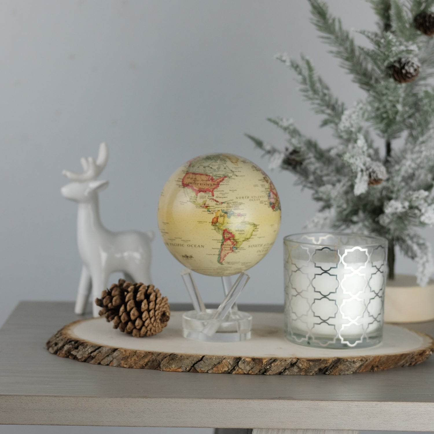 Antique Yellow Political Map MOVA Globe holiday tabletop decor with acrylic base
