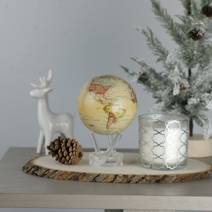 Antique Yellow Political Map MOVA Globe holiday tabletop decor with acrylic base