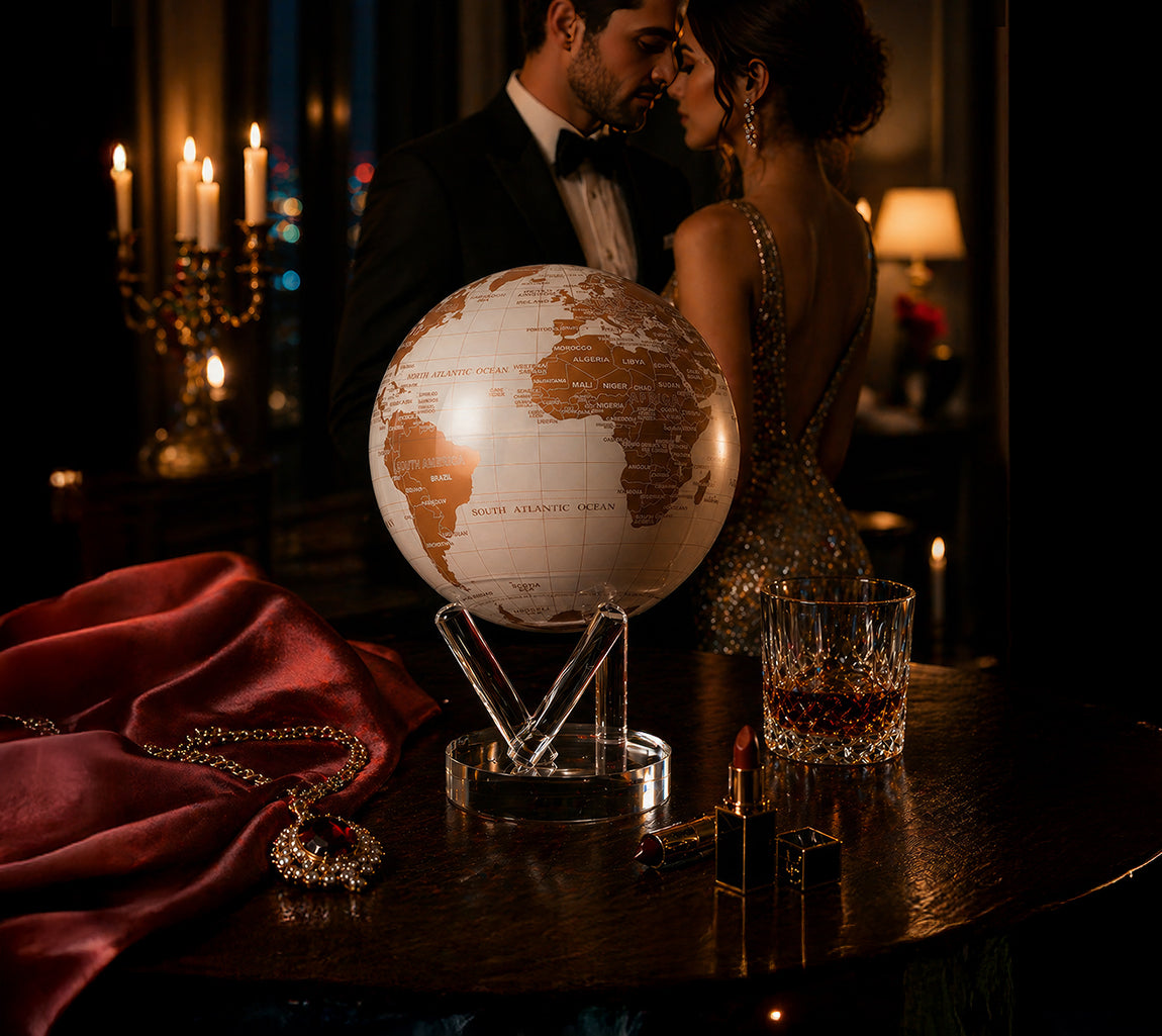 Decorative MOVA globe presented during intimate anniversary celebration