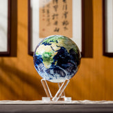 Earth with Clouds MOVA Globe with wooden background and calligraphy decor, cultural gift and home ornament