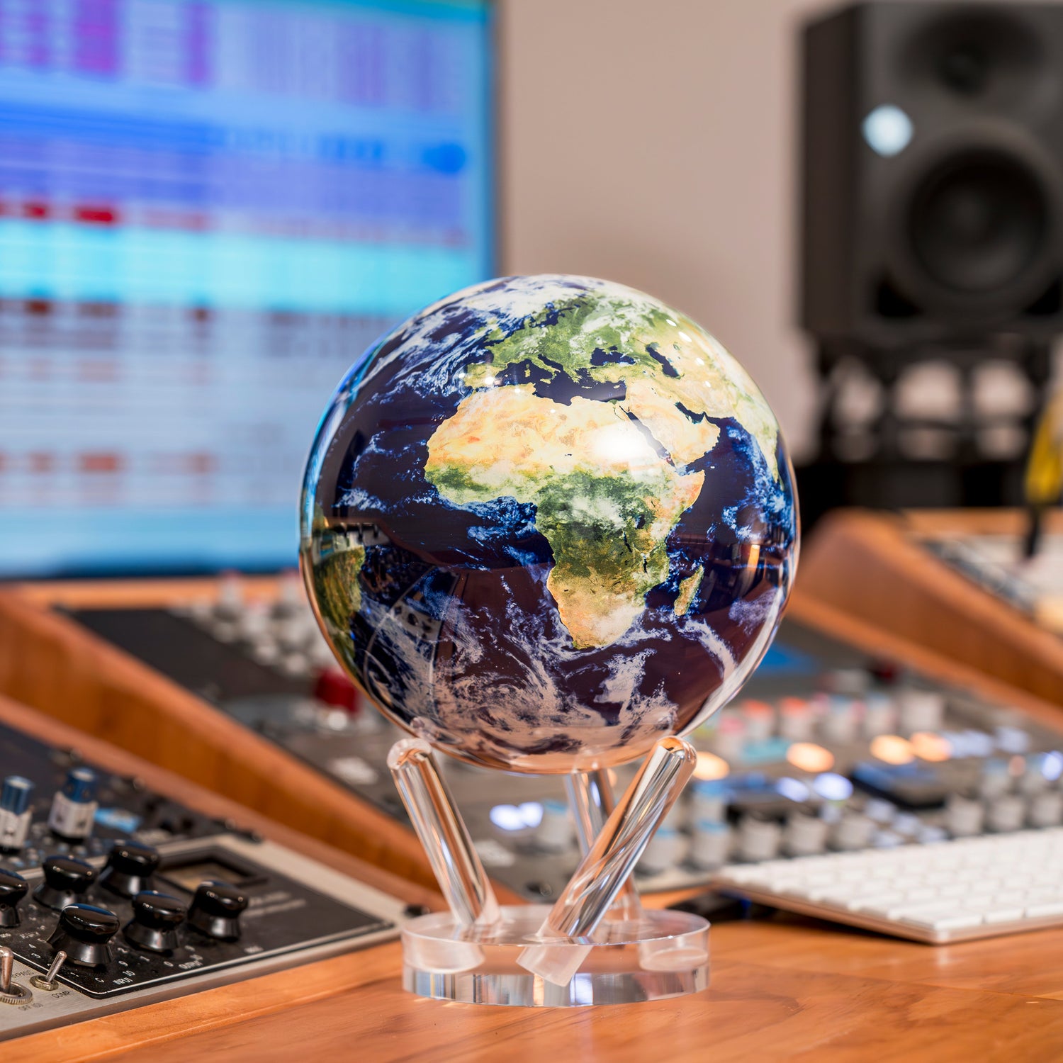 Earth with Clouds MOVA Globe in office, stylish art decor for creative spaces