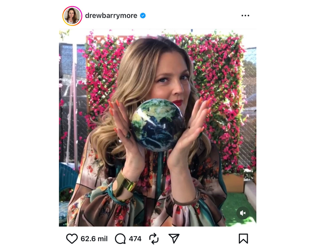 Drew Barrymore & Earth with Clouds