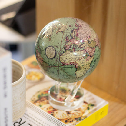 ANTIQUE TERRESTRIAL GREEN GLOBE | Hidden magnets provide movement - MOVA UK