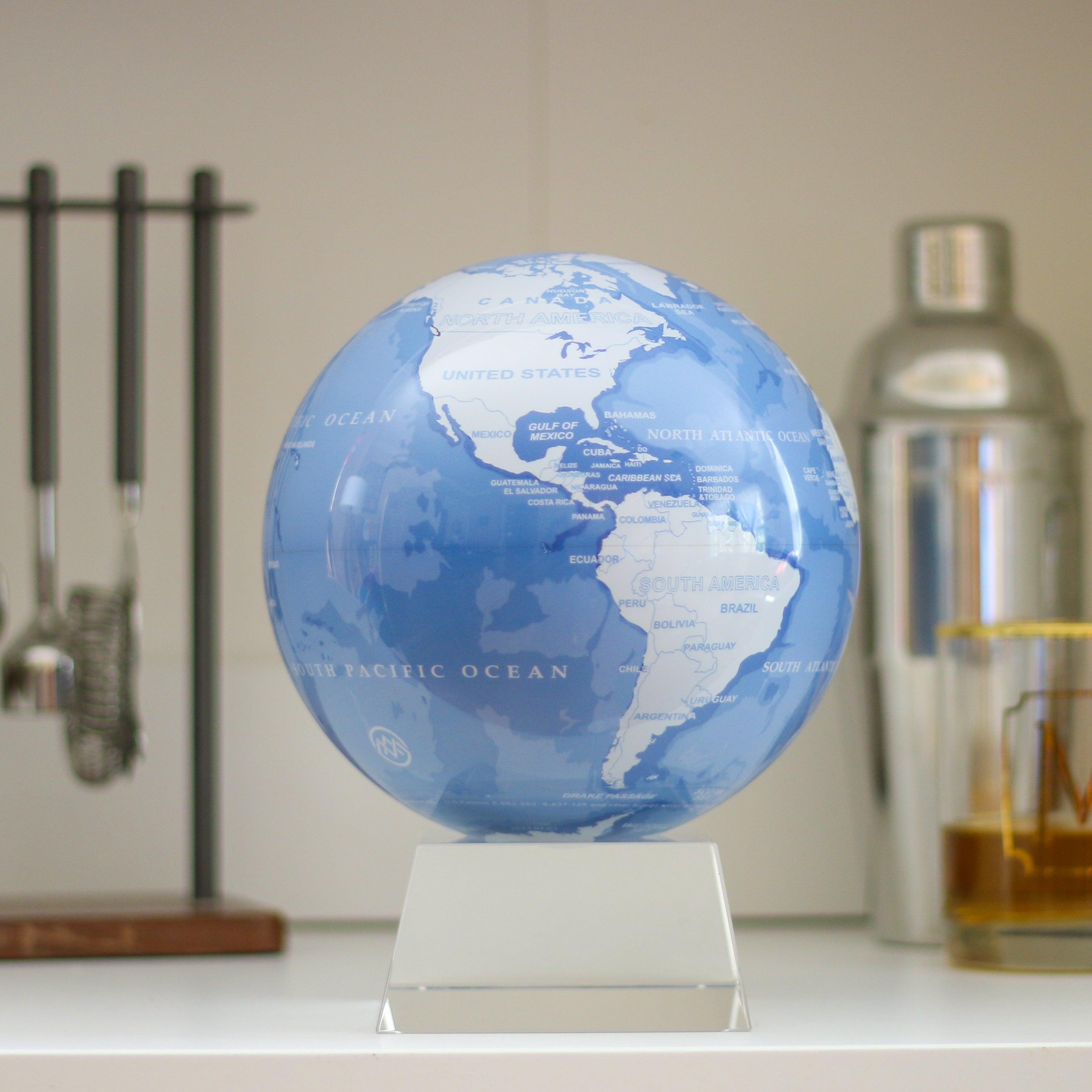 SKY BLUE AND WHITE GLOBE | Turns using ambient light - MOVA UK
