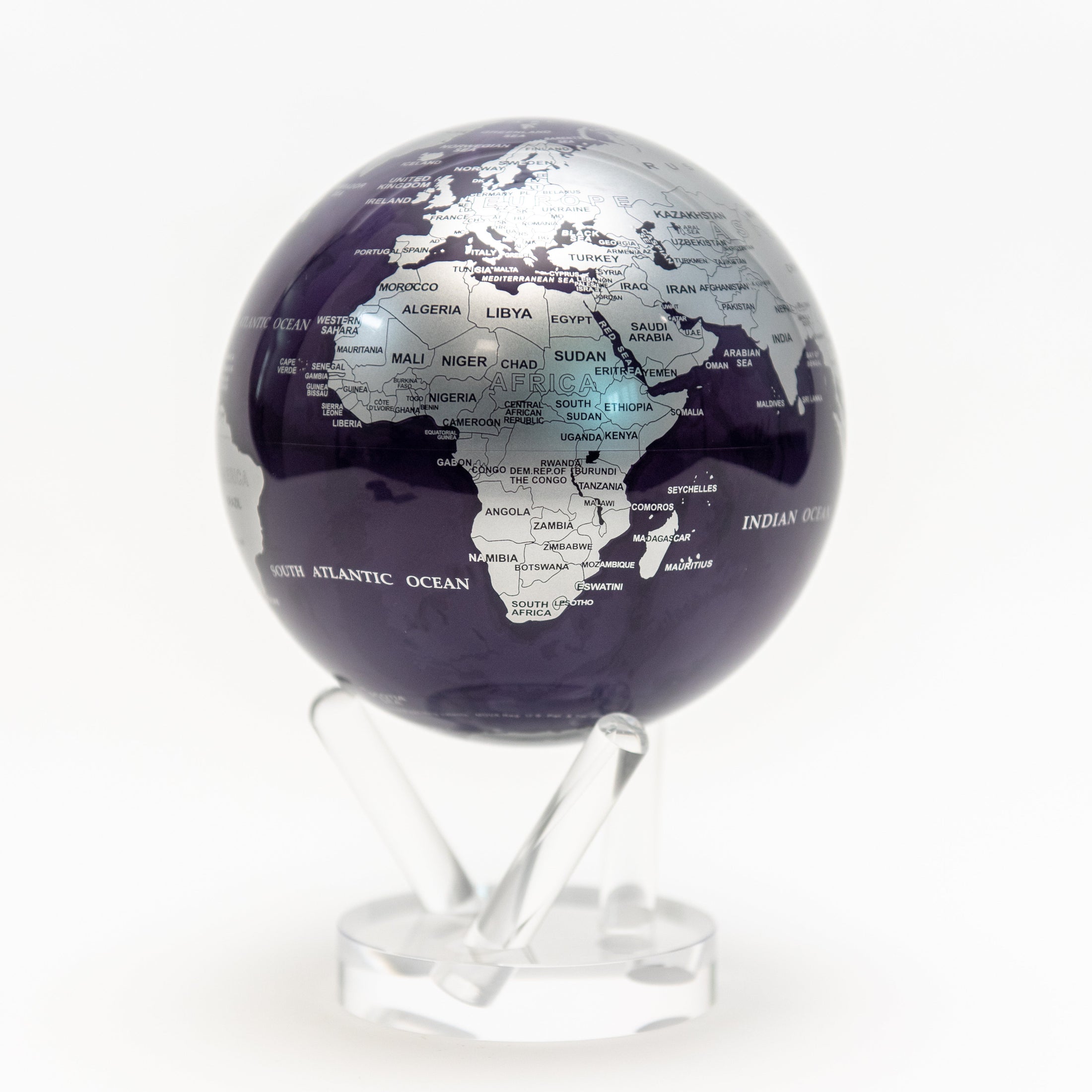 PURPLE AND SILVER GLOBE | Turns using ambient light - MOVA UK