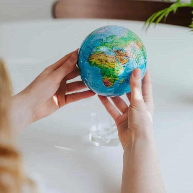 Physical and Relief Globe - Blue Relief Map
