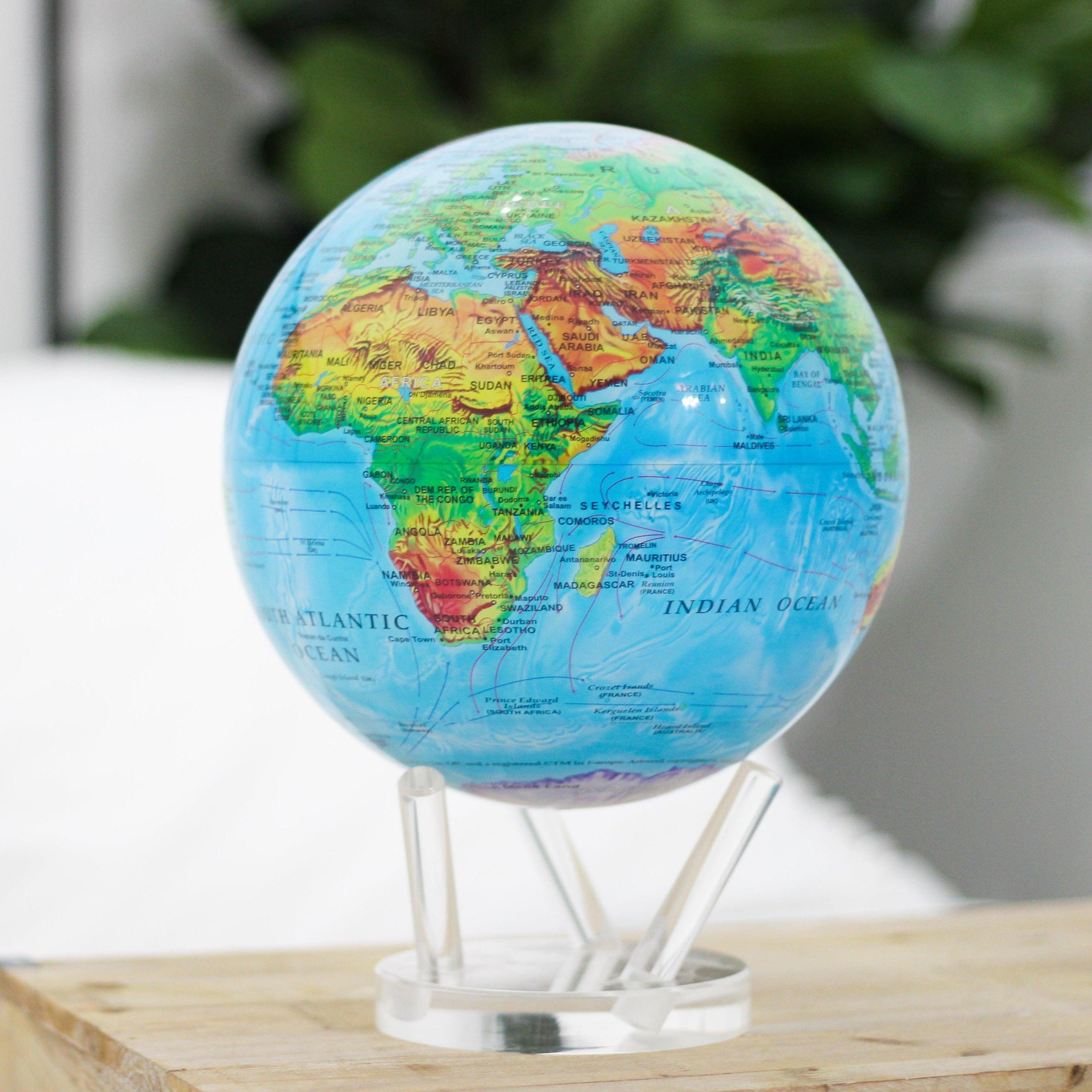 BLUE RELIEF MAP WORLD GLOBE | raised relief - MOVA UK