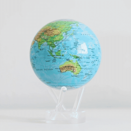 BLUE RELIEF MAP WORLD GLOBE
