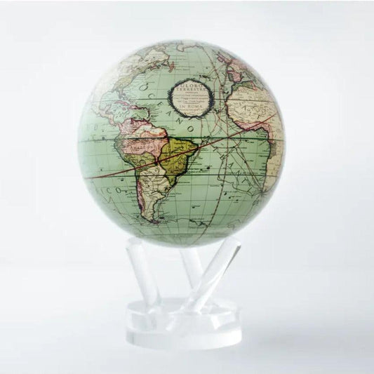 ANTIQUE TERRESTRIAL GREEN GLOBE | Hidden magnets provide movement - MOVA UK