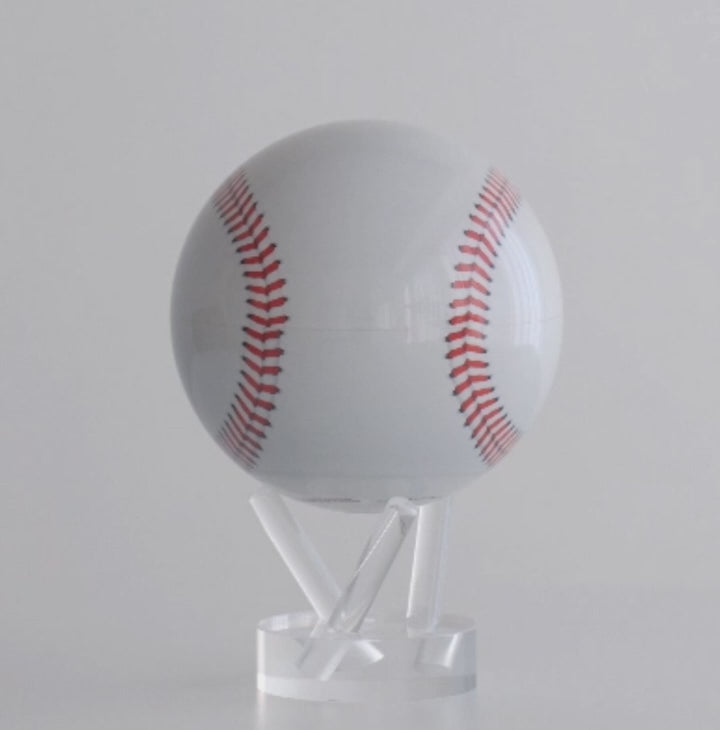 Baseball MOVA globe rotating on acrylic base in sports themed product showcase video